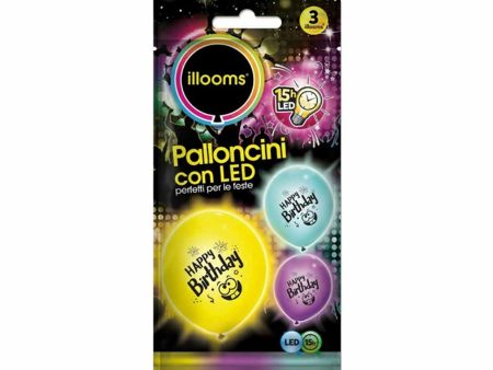 Pallone led happy birthday 3 pezzi ill09 Online