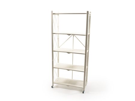 Scaffalatura 5 ripiani richiudibile in metallo bianco con ruote misura 71,5x34xh.162cm Hot on Sale