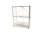 Scaffalatura 3 ripiani richiudibile in metallo bianco con ruote misura 7,51x34x.h.89cm Hot on Sale