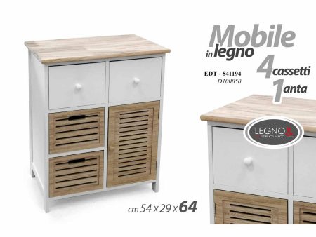 Mobile in legno con 4 cassetti ed 1 anta misura 54x29x64cm Fashion